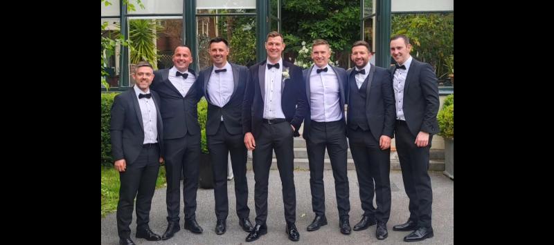 Seamus Callanan pictured with friends at his wedding on Thursday.