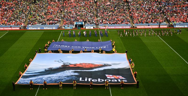 Bundoran RNLI volunteers take to pitch at Croke Park to highlight water safety at GAA All-Ireland SFC semi-final