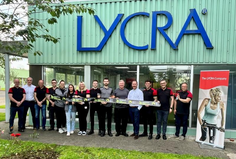 The LYCRA Company staff from their Maydown plant preparing to take part in the 2024 Waterside Half Marathon.