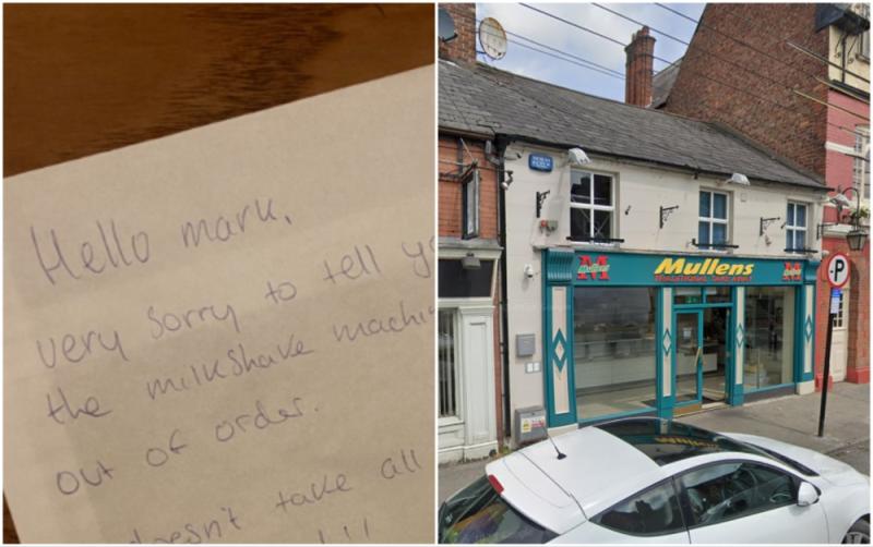 Popular Dundalk chipper issues hilarious apology note in delivery as machinery 'out of order'