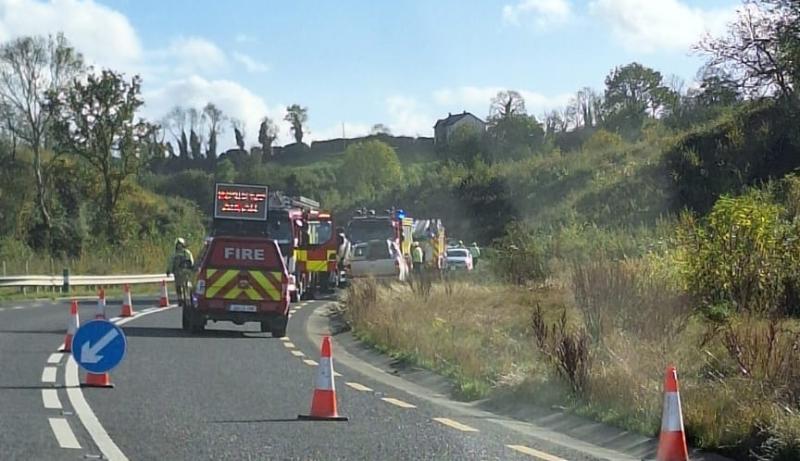 Emergency services at the scene of a crash in Laois