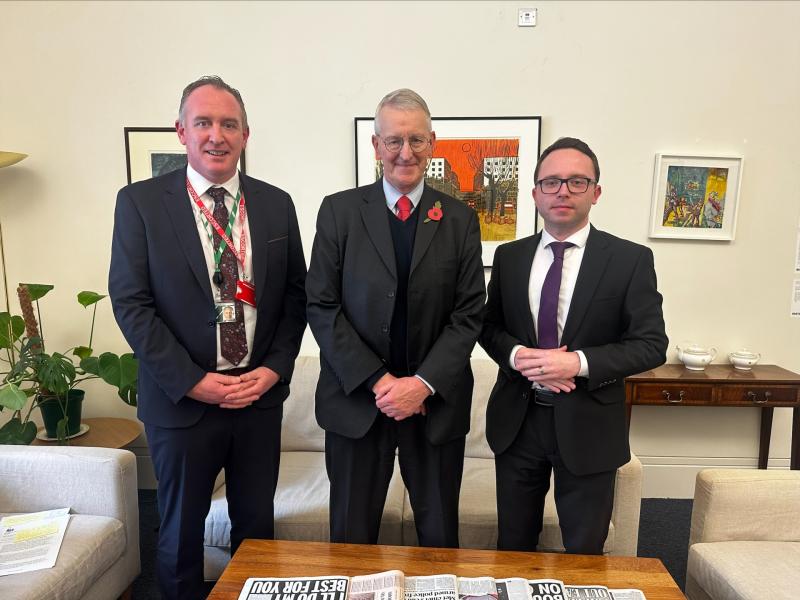 Cathal Mallaghan MP, Hilary Benn and D&aacute;ire Hughes MP
