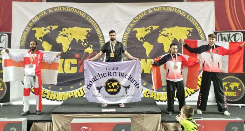 Andy Brett on the podium of the World Championships