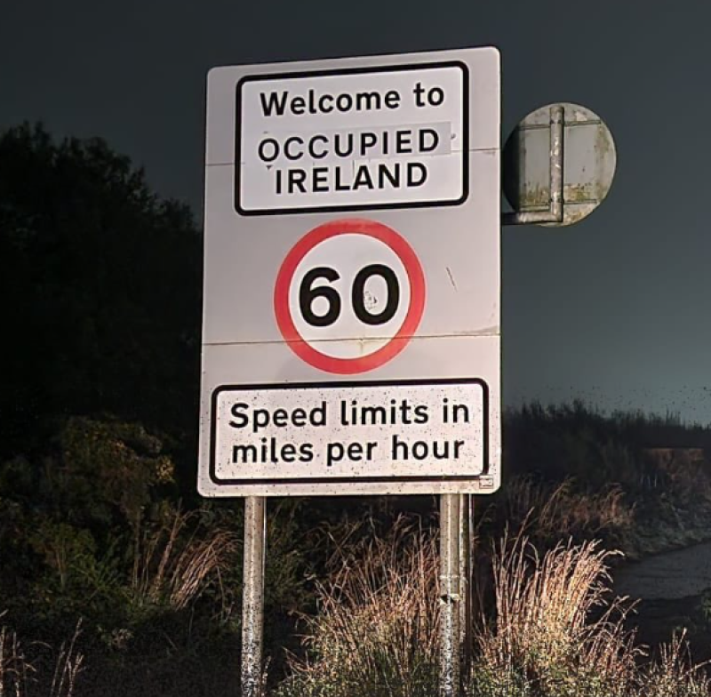 Altered sign on the border (credit: lasairdhearg on Instagram)