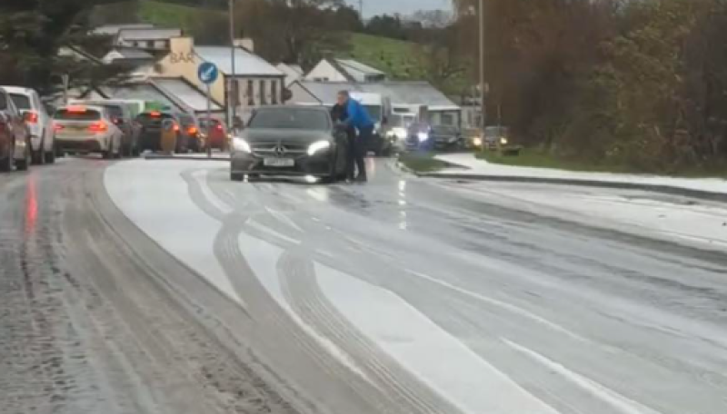 Icy road conditions in Greysteel