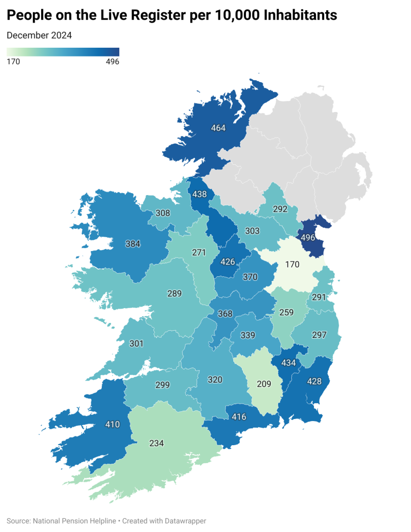 Leitrim top 3 county with highest rate of unemployment 