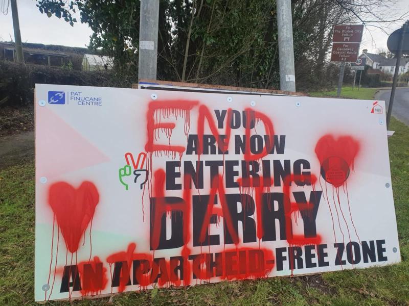 Derry anti-apartheid signage vandalised in Muff