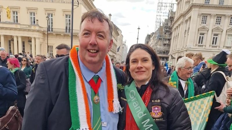 Katie-George Dunlevy joins Troy Gallagher at London's St Patrick's Day parade