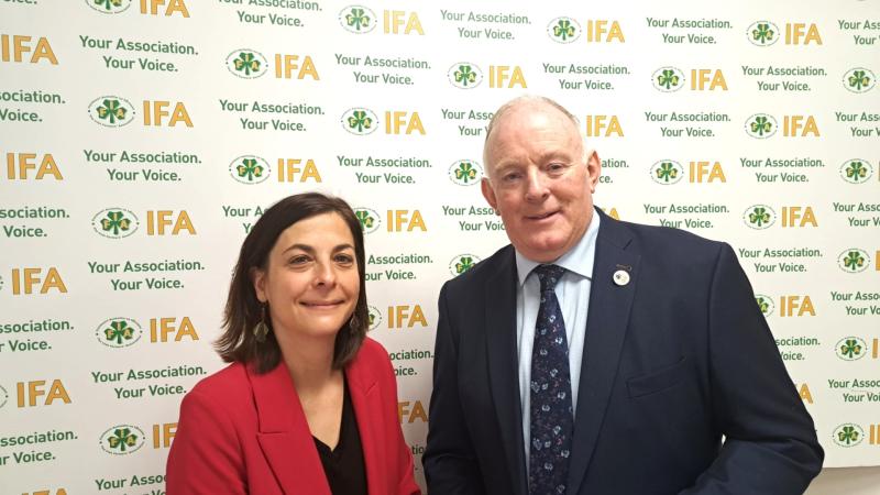 French ambassador to Ireland Celine Place, with IFA president Francie Gorman. Photo: IFA