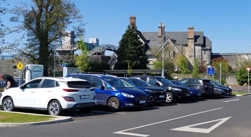 Fines for non electric cars in EV spaces at full Portlaoise train station carpark