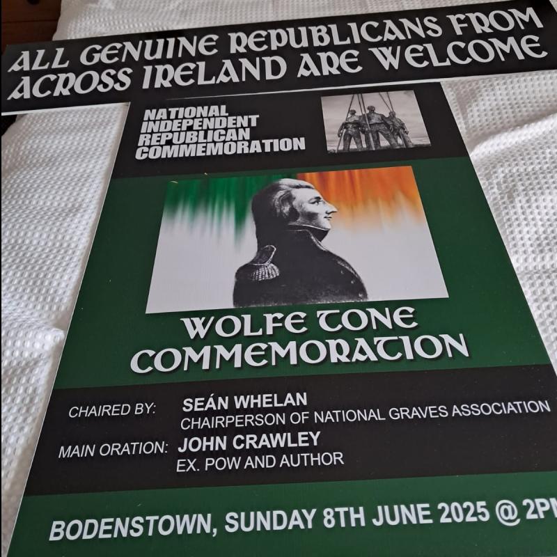 Derry Republicans support establishment of the National Independent Wolfe Tone Commemoration committee