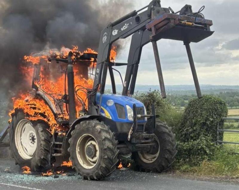 Tractor engulfed in flames in Limerick as driver travels to co-op