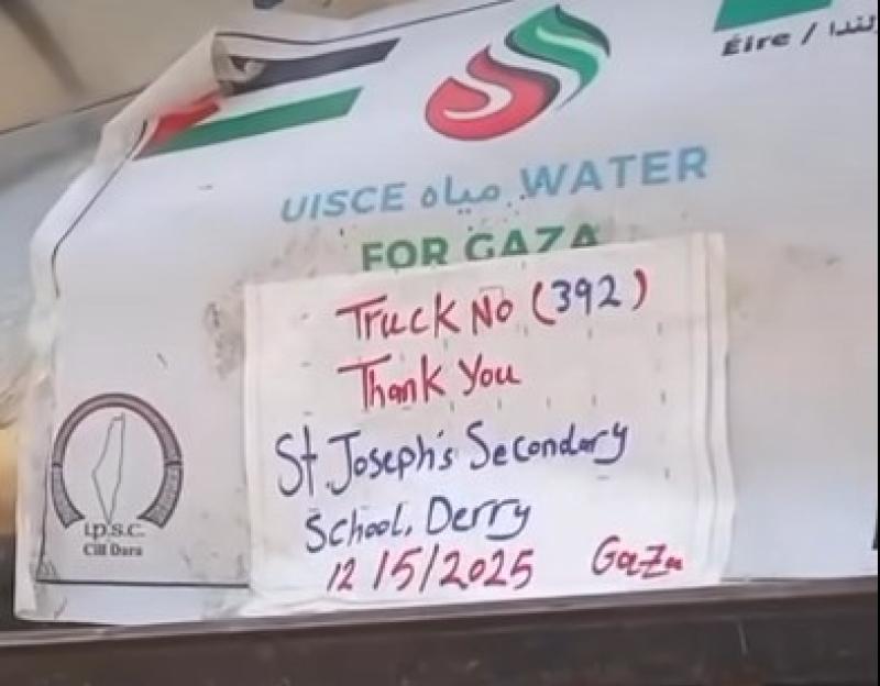 Derry's St Joseph's Boy's School raises a fantastic &pound;2,400  for Uisce for Gaza' 