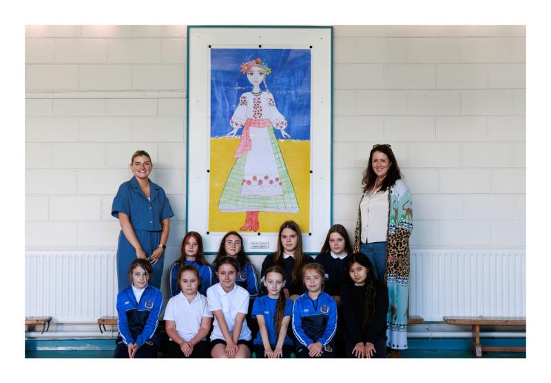 Ukrainian students from Tipperary school create new artwork titled 'Flower of Ukraine'
