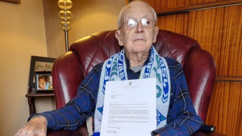Remarkable Finn Harps fan Benny Gordon celebrates 100th birthday 
