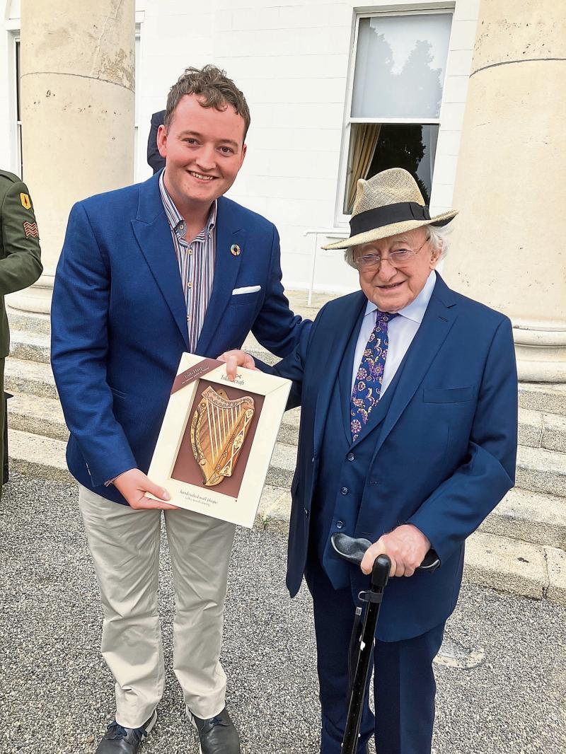 &lsquo;A truly special moment&rsquo; as Longford&rsquo;s Liam Coyle presents gift to President Higgins