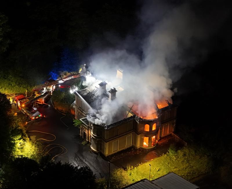  The scene of a blaze at the former Foyle College junior school site in Derry. (Pic: Christopher Tarr)