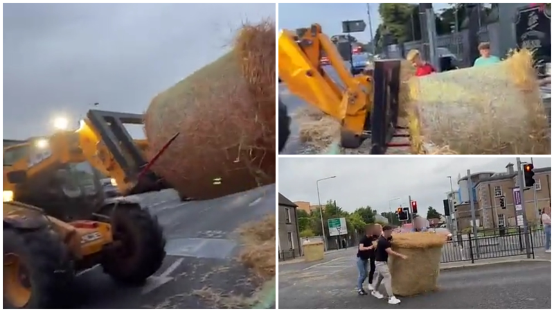 Bizarre scenes as hay stacks dropped outside Kilkenny pub 