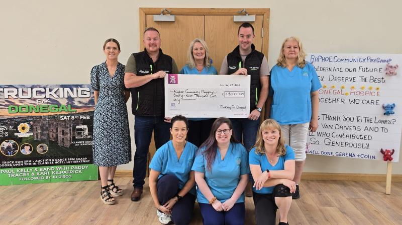Total of €69,000 presented to Raphoe Community Playgroup from Trucking for Donegal
