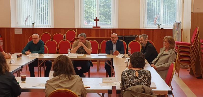Local traders, residents and council officials at the public meting on Wednesday morning.