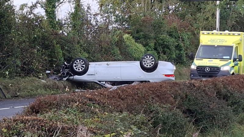 Garda update: Woman (40s) escapes serious injury after car flips onto roof at Redcastle
