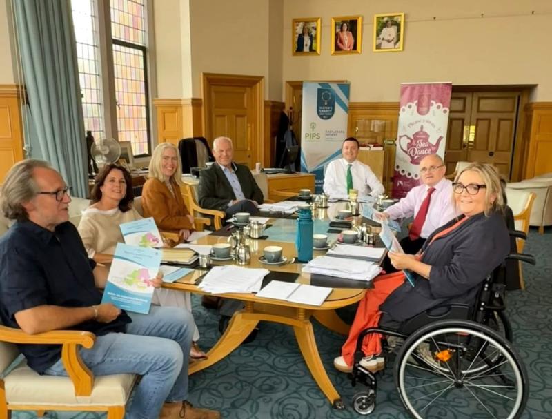 Jimmy Hamill SOAS; Karen Eccles SOAS; Alison McCullogh, CE, Fermanagh & Omagh; John Kepie, CE,  Derry & Strabane; Mayor Ruara&iacute; Mc Hugh; Barry McElduff Chair Fermanagh & Omagh; Helen Hamill, SOAS.