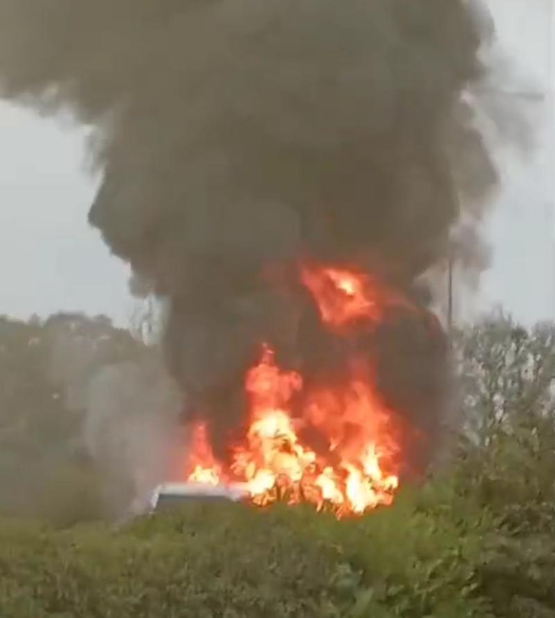 PHOTOS: Bus bursts into flames near Kildare border