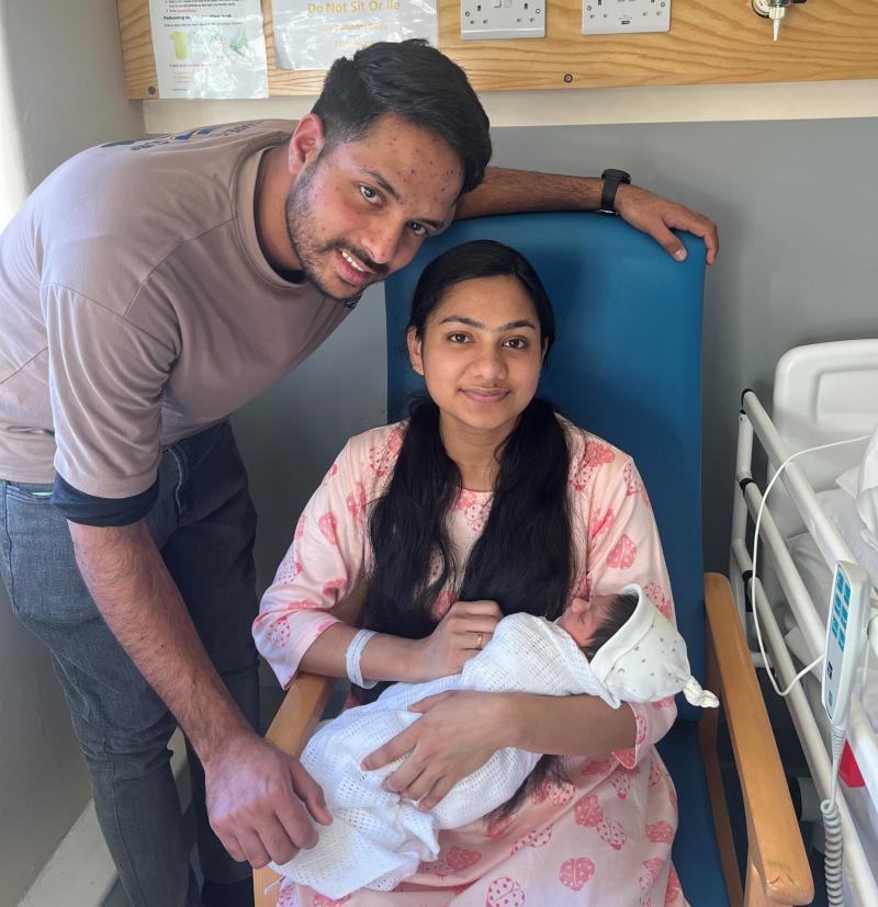 Proud Midlands parents celebrating after baby arrives on New Year's Day at Portiuncula University Hospital