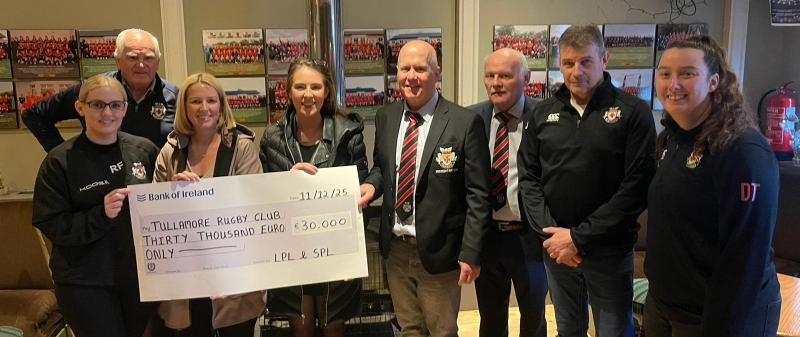 &euro;30,000 contribution strengthens Tullamore Rugby Club&rsquo;s campus and pitch development plans