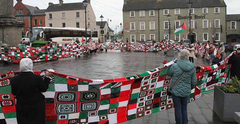 Tullamore for Gaza blanket unfolded in Birr to highlight plight of children in Gaza