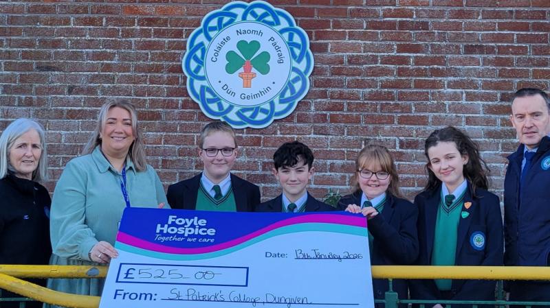 Technology Club from St Patrick's College in Dungiven makes donation to Foyle Hospice