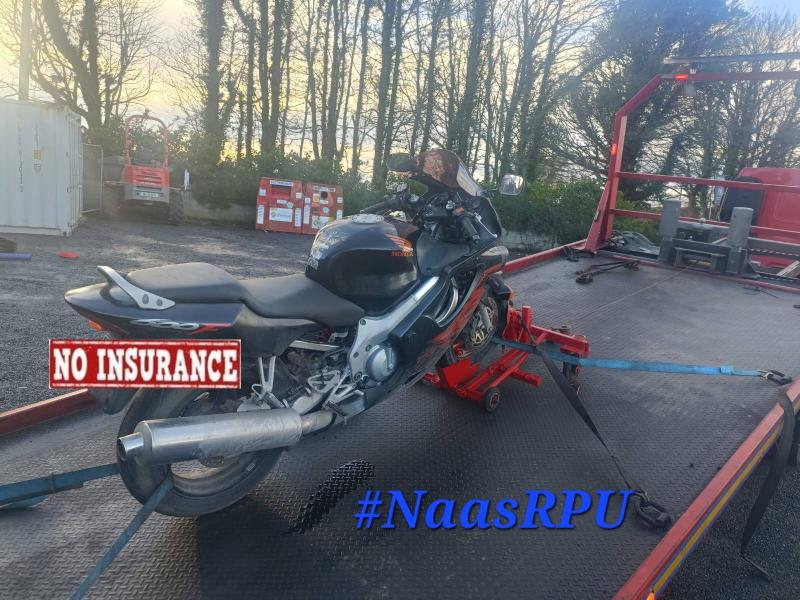 Motorcycle with no tax or insurance stopped by Kildare gardai