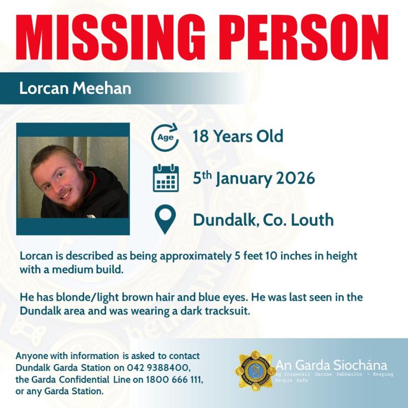 Garda&iacute; appeal for information on missing Dundalk teen