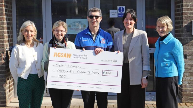 Carndonagh Community School donates coffee morning proceeds to Jigsaw Donegal