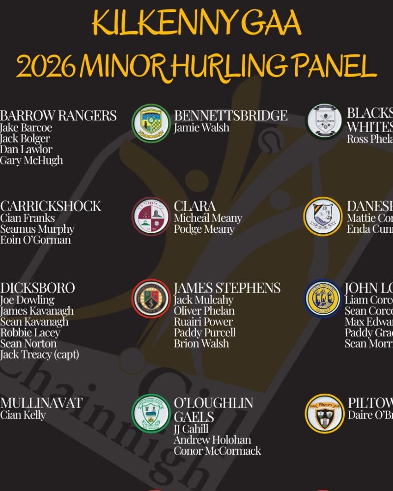 Kilkenny minor hurling squad named for Leinster Championship