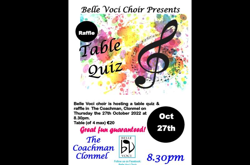 Clonmel choir to hold table quiz Ireland Live