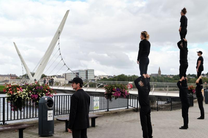 Globally renowned circus acrobats, Compagnie XY, surprise Derry with pop up performances