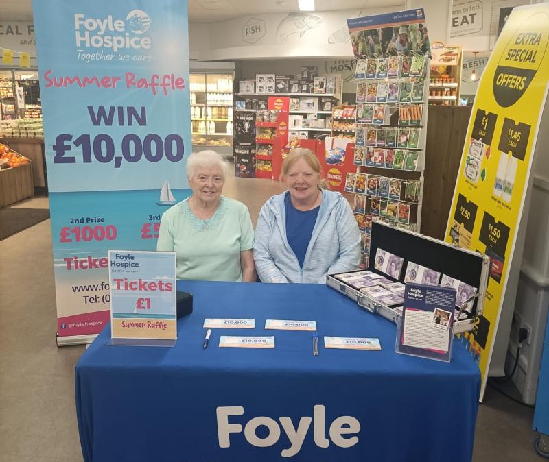 Foyle Hospice Volunteers getting ready for the Summer Raffle.
