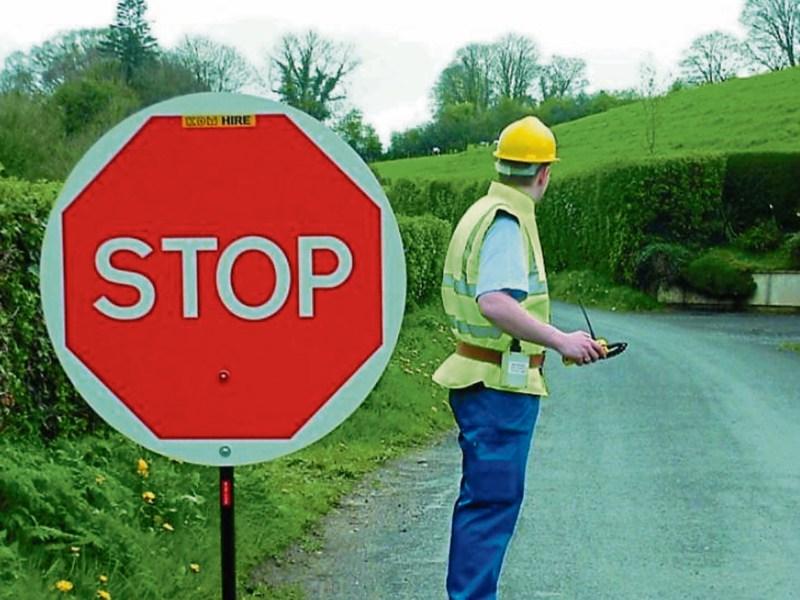 Tipperary council operating Stop & Go traffic management on road near Lattin 