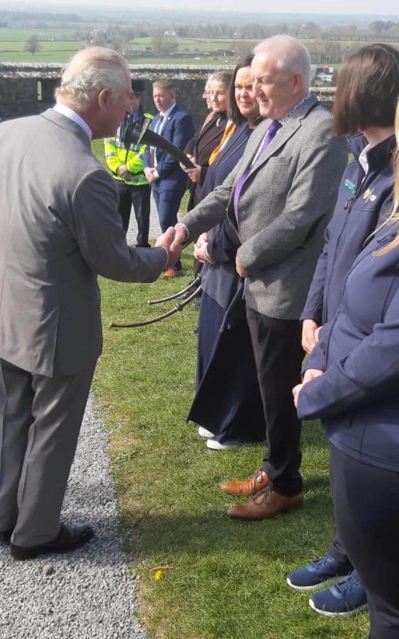 Peace advocate Martin Quinn meets Prince Charles and the Duchess of Cornwall at the Rock of Cashel 