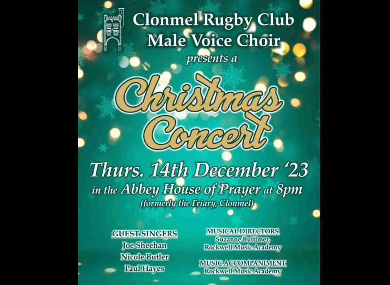 Clonmel Rugby Club's Male Voice Choir presents Christmas concert