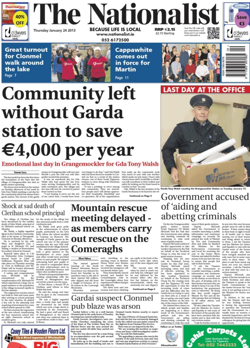 YESTERYEARS: Fire at well known Clonmel pub; Grangemockler Garda Station closes