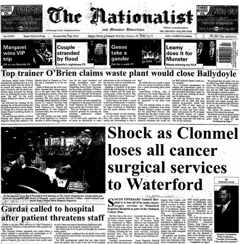 Yesteryears Shock as Clonmel loses all surgical services to Waterford