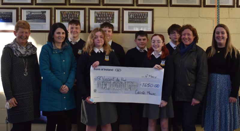 Second-year Coláiste Mhuire students raise €1,650 for St Vincent de Paul