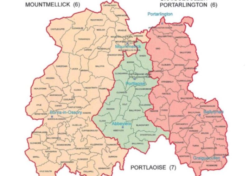 Laois County Coucil local election map.