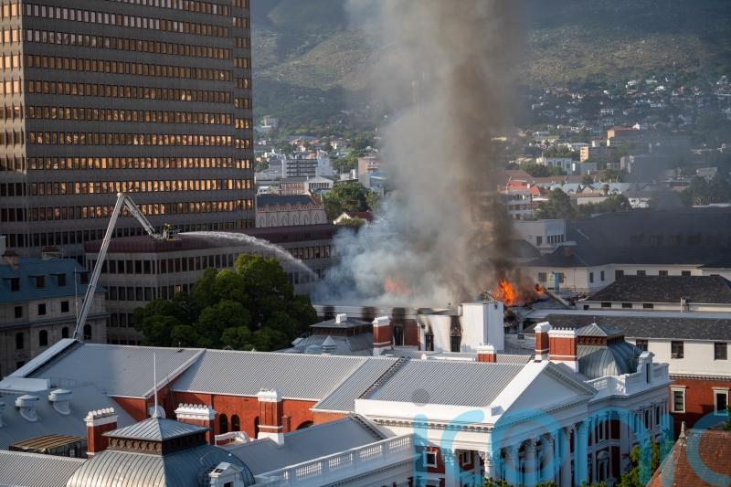Fire crews tackle blaze at Parliament building in Cape Town