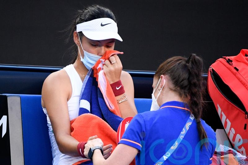 Emma Raducanu knocked out of Australian Open after battle with hand blisters