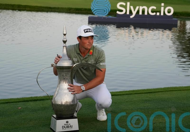 Viktor Hovland celebrates win after sudden-death decider at Dubai Desert Classic