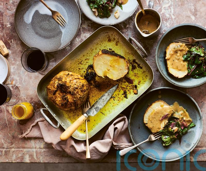 Sophie Gordon’s whole roasted celeriac with mushroom gravy recipe