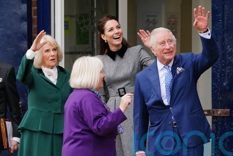 Kate joins Charles and Camilla for Docklands arts centre visit